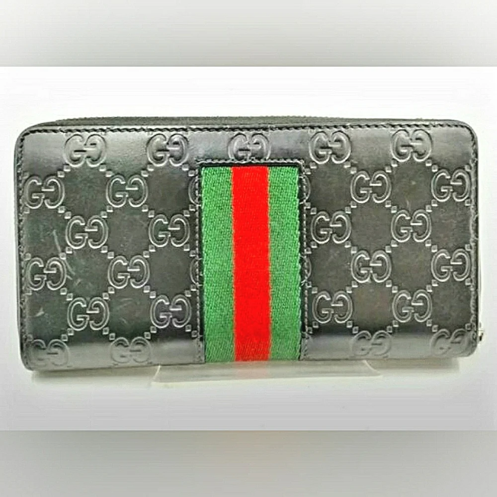 Gucci Black Guccissima Ziparound Leather Wallet - Picture 1 of 8